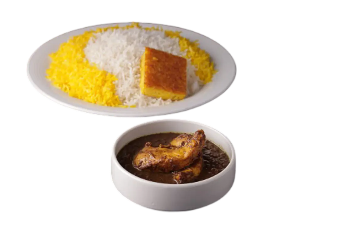 چلو خورش فسنجان با فیله مرغ