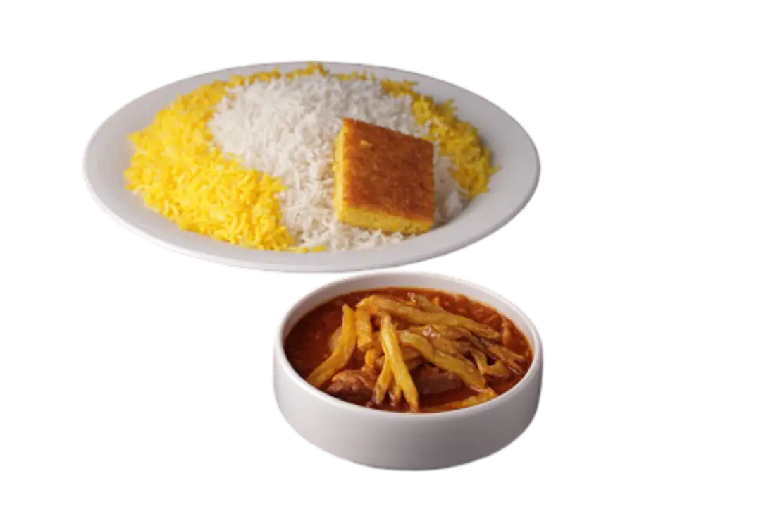 چلو خورش قیمه سیب زمینی