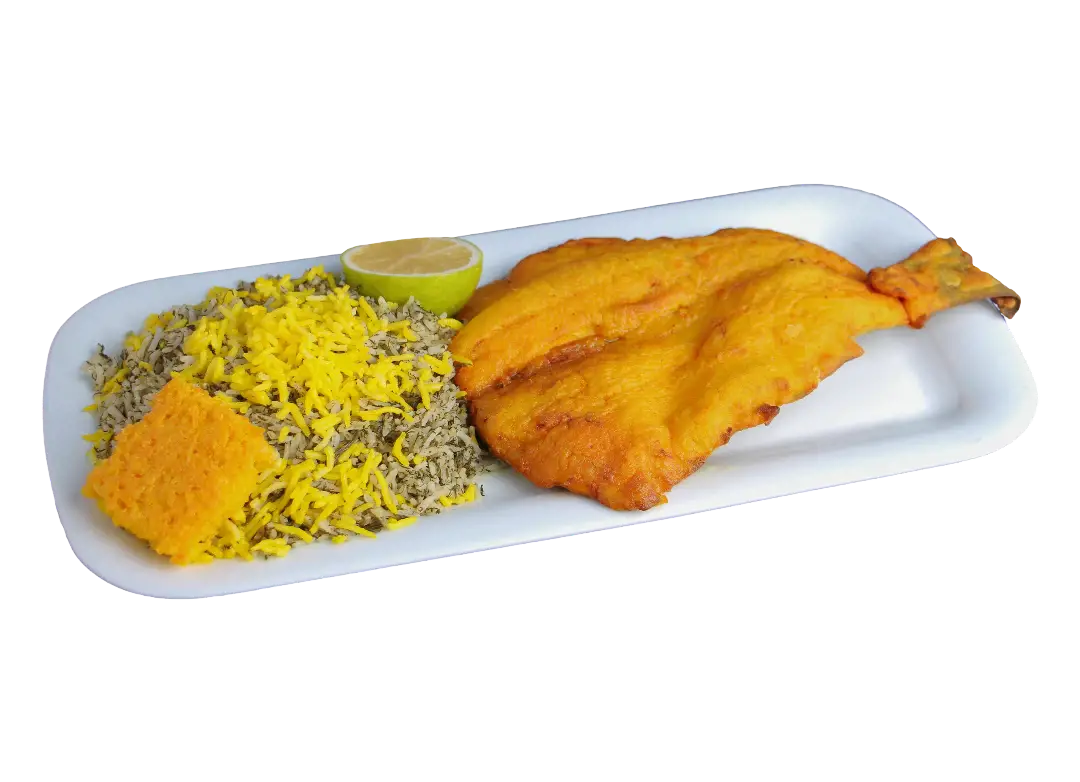 سبزی پلو با ماهی قزل آلا